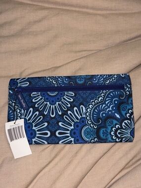 Vera Bradley Blue Tapestry Floral Pencil Pouch